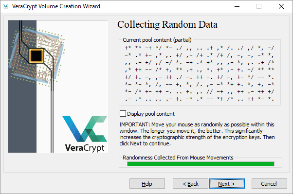 VeraCrypt Encryption Collecting Random Data