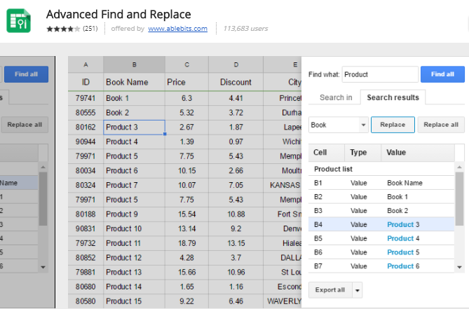 google sheets add ons - Advanced Find and Replace