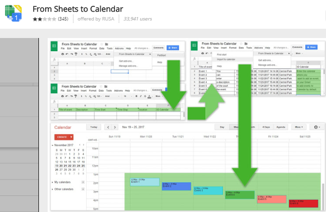 google sheets add-ons - Sheets to Calendar