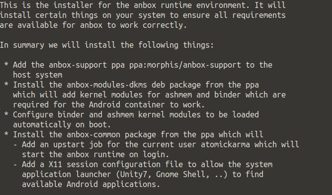 Linux Anbox Install Summary