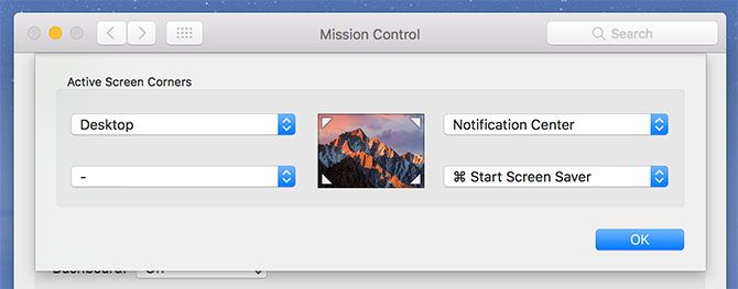 Configuring Hot Corners mac