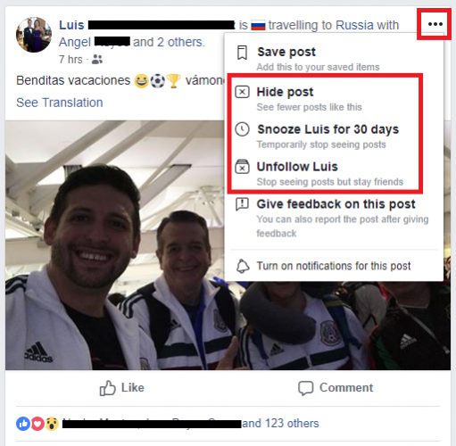 facebook hide post