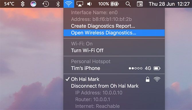Open Wireless Diagnostics in macOS