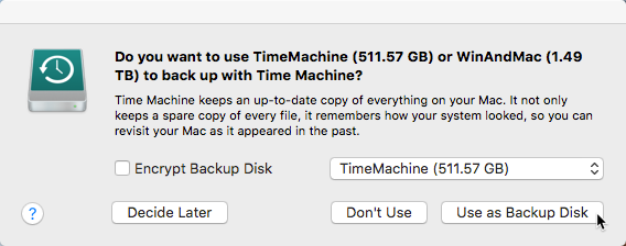 Do you want to use disk as backup? Time Machine Mac