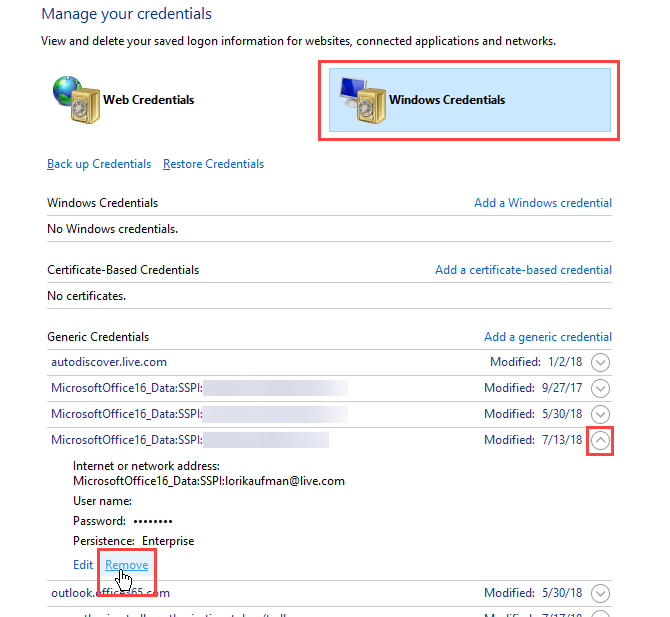 Credential Manager in Windows 10