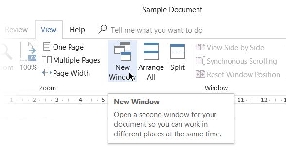 New Window for the same document.