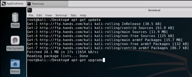 kali linux terminal upgrade