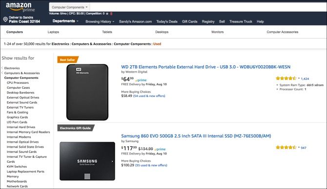 Amazon Used Computer Section