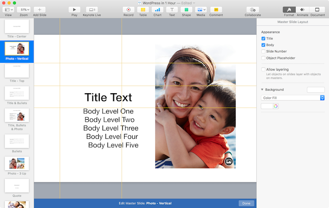 Keynote for Mac Edit Master Slides