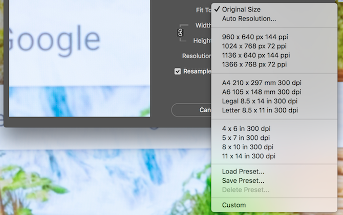 Photoshop image size fit to options