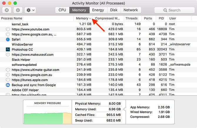 Activity Monitor Memory Usage Mac
