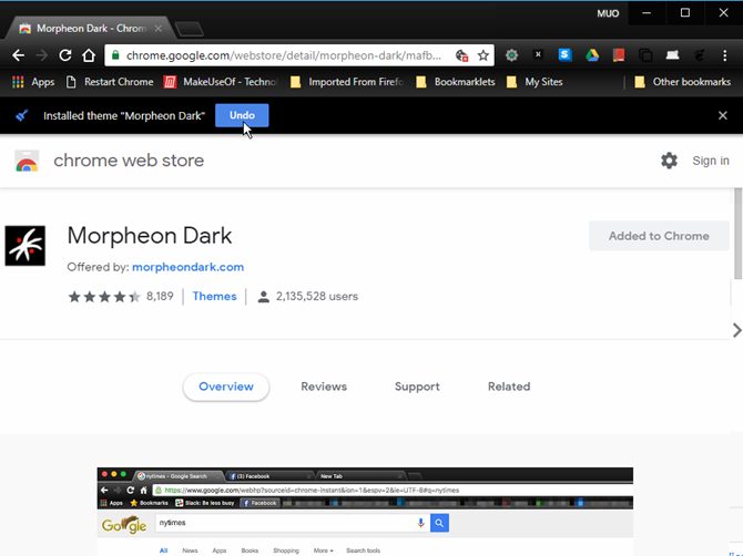 Add the Morpheon Dark theme to Chrome