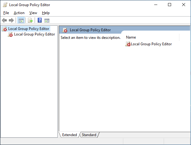 Local Group Policy Editor in a standard account