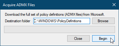 Acquire ADMX Files dialog box in Policy Plus