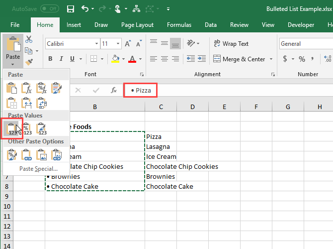 Paste Values only in Excel