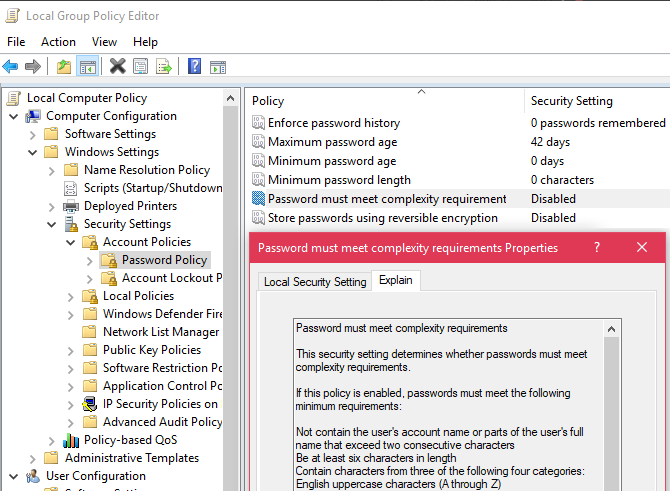Group Policy Password Settings