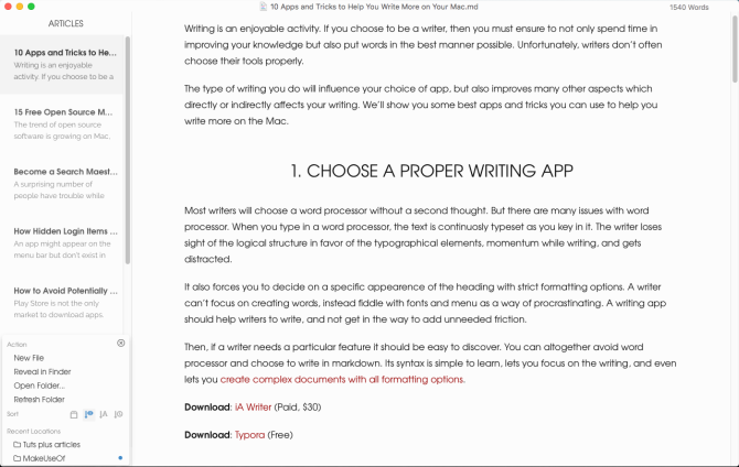 choose a proper writing app