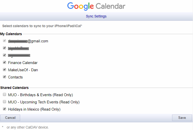google calendar shared calendar sync settings