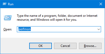 Windows 10 Run command for perfmon