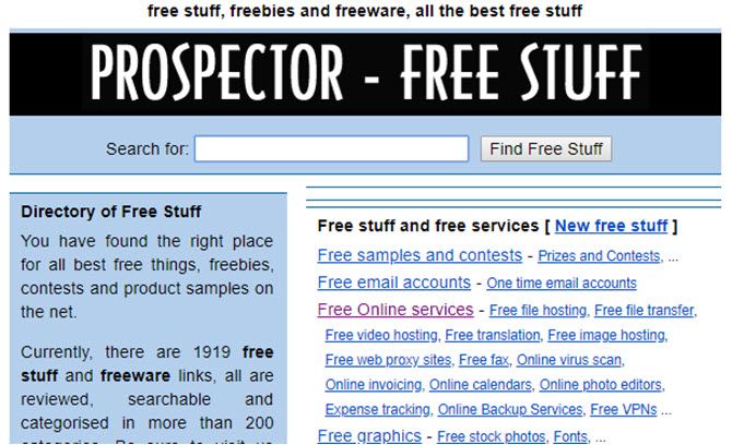 free stuff on prospector
