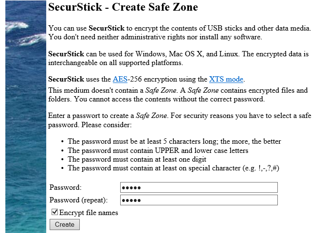 create an encrypted and password protected safe zone on your flash drive