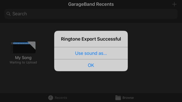GarageBand App Export Complete