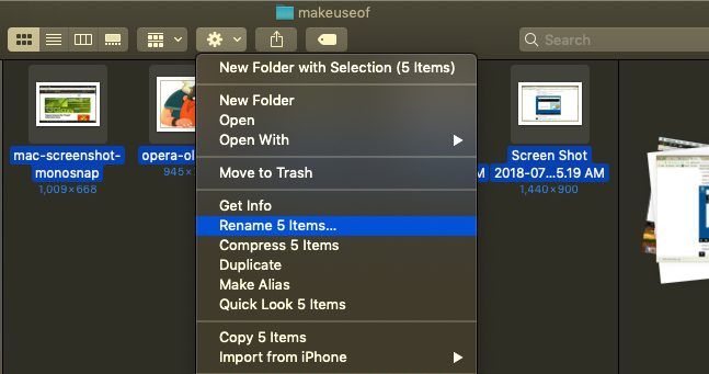 Rename multiple files on macOS finder