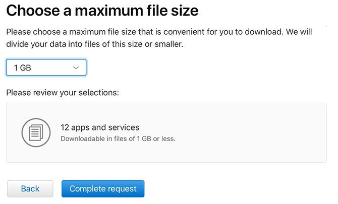 Apple Privacy Choose File Size