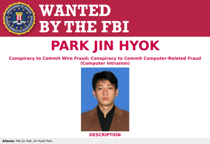 fbi wanted posted for north korean hacker