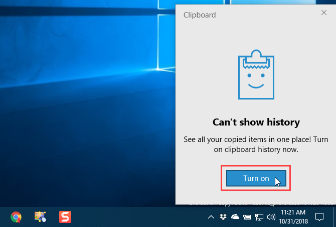 Enable Clipboard history on the clipboard in Windows 10