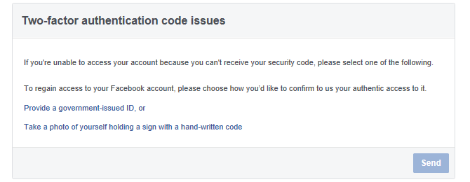 Facebook Two-Factor Authentication Code Issues