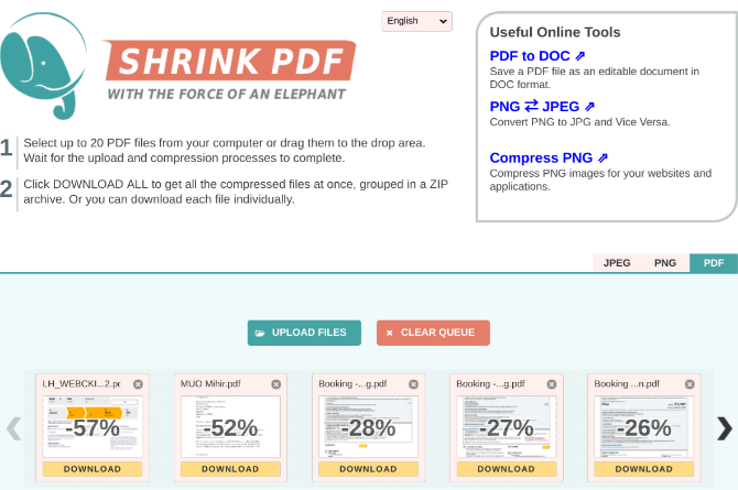 Shrink PDF compresses multiple pdf file size