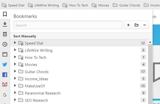 vivaldi browser bookmarks