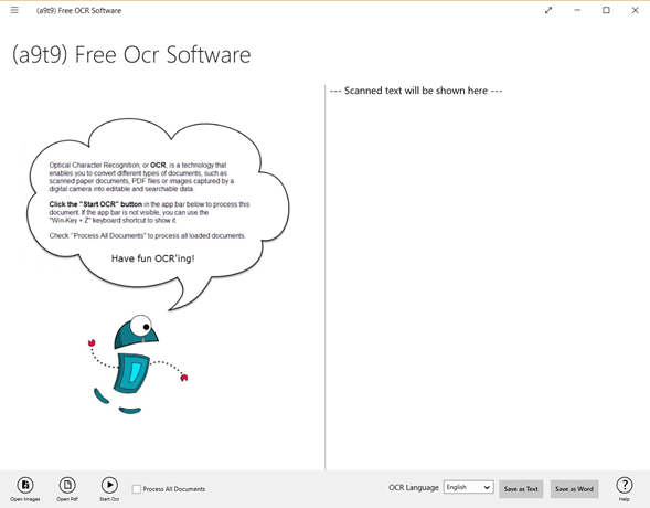a9t9 - бесплатное приложение для распознавания текста для Windows