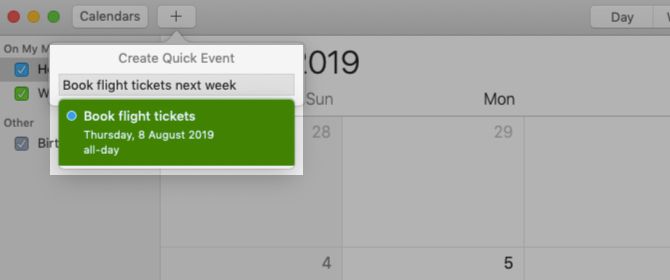 在macOS上的Apple Calendar中创建快速事件弹出窗口
