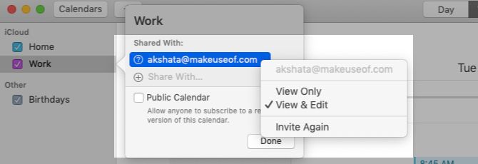 Mac上的Apple Calendar中的共享日历