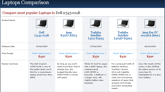 comparison between laptops