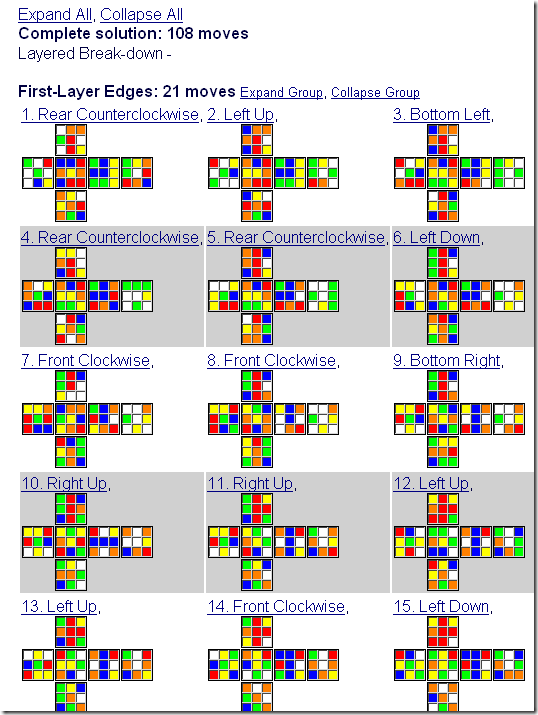 Rubix Cube Solve Steps