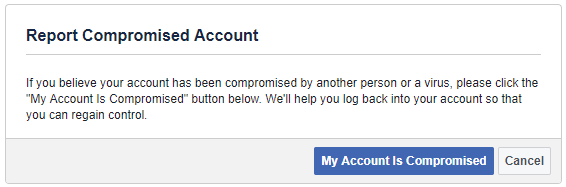 Report a compromised Facebook account.
