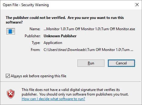 Открыть файл - окно предупреждения безопасности