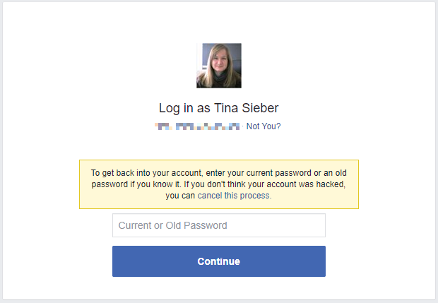 Log into your account with a current or old password.