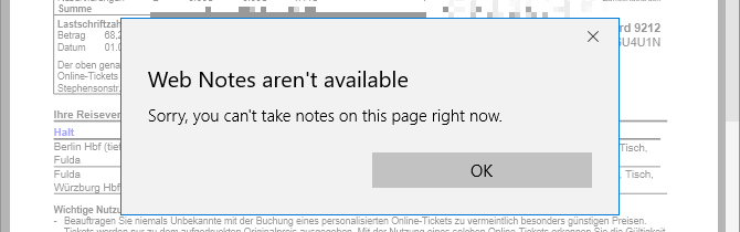 Microsoft Edge Web Notes aren't available