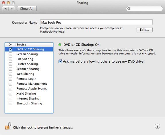 Dvd or cd sharing setup software mac os x 10