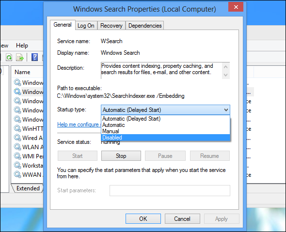 Disable Windows 10 search