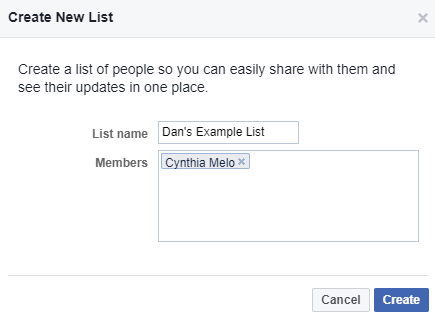 create list on facebook