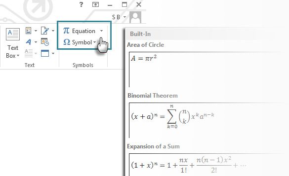 Microsoft Word -- Equation Editor