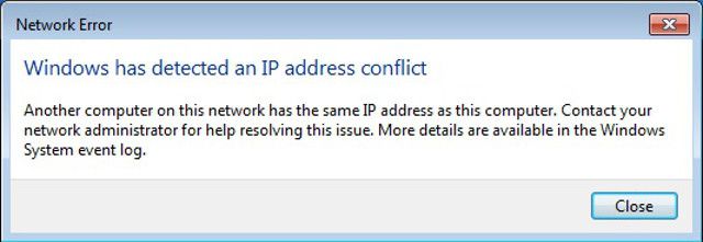 ip conflict error message windows