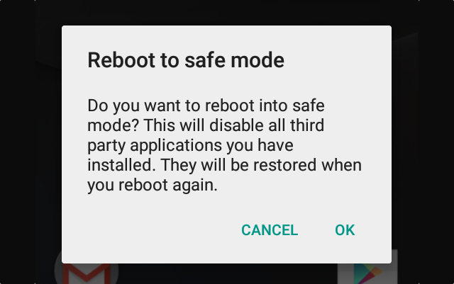Android Reboot into safe mode