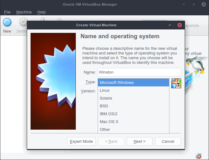 VirtualBox runs operating systems in a virtual machine