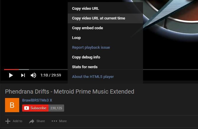 YouTube Copy URL Current Time